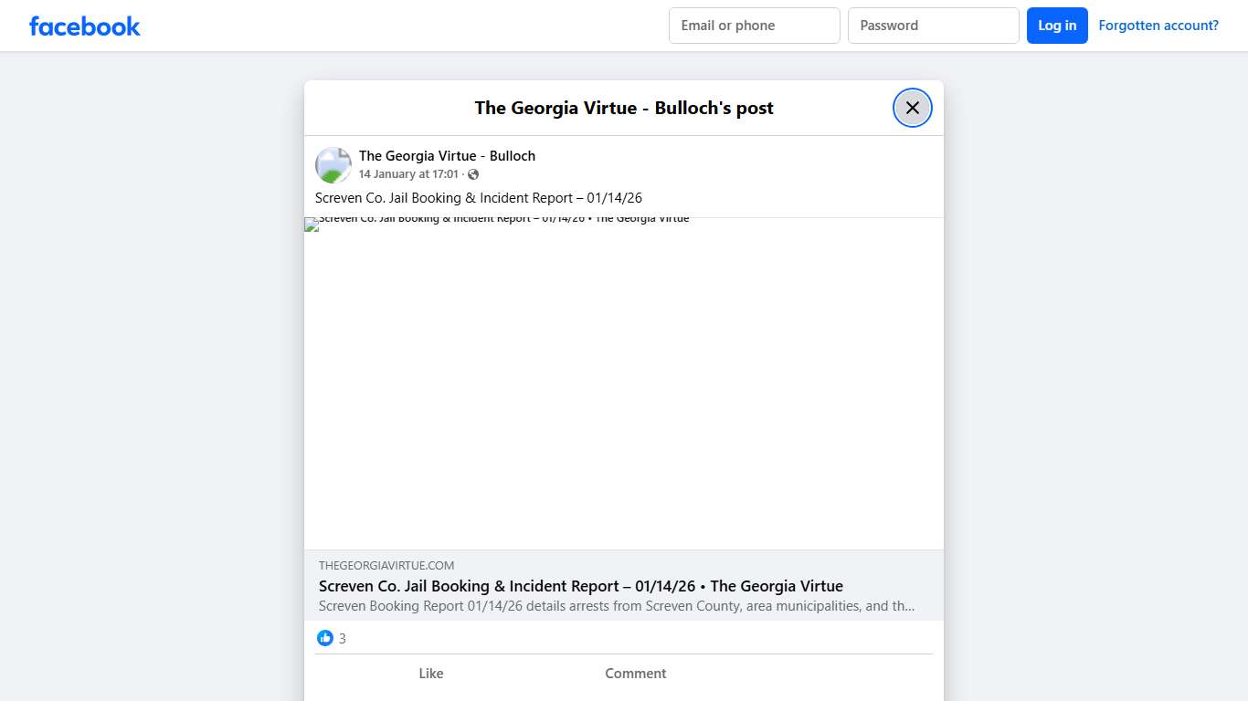 Screven Co. Jail Booking &... - The Georgia Virtue - Bulloch Facebook