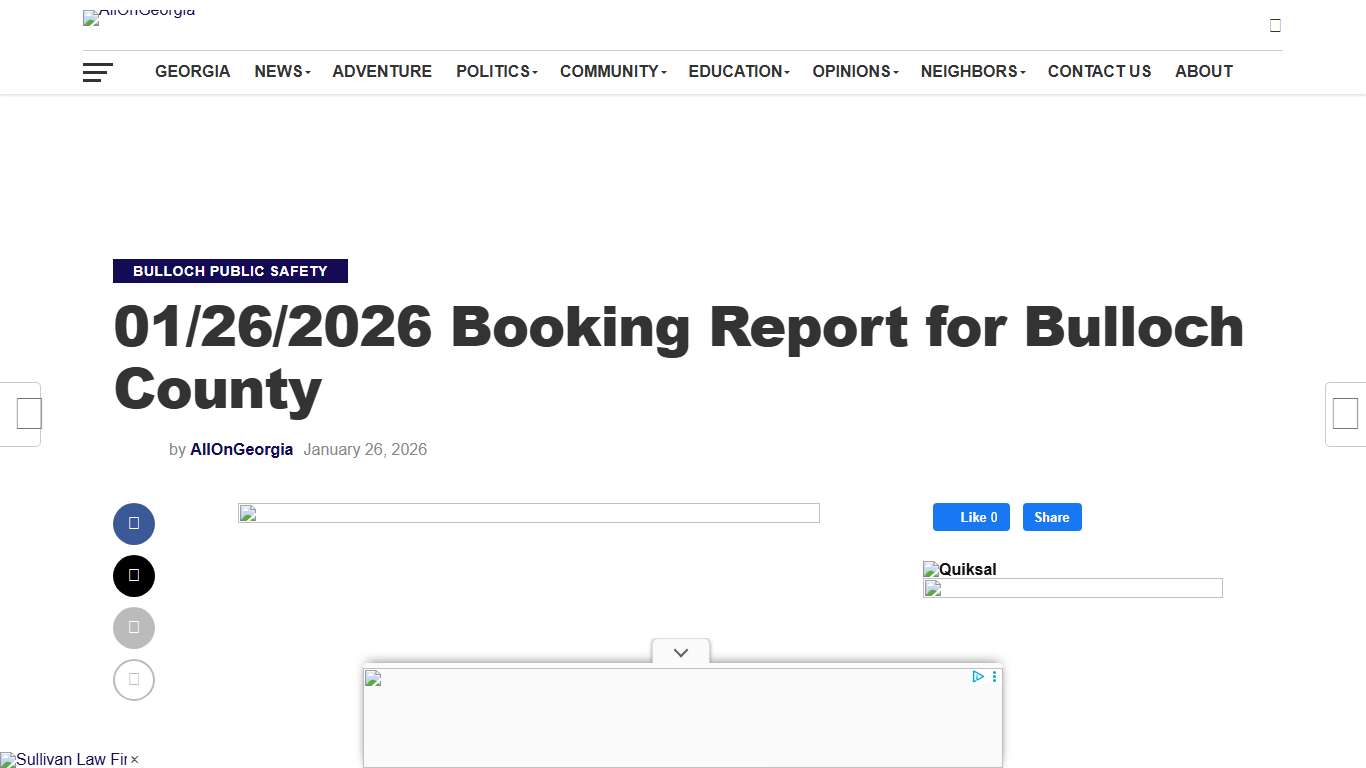 01/26/2026 Booking Report for Bulloch County - Page 3 of 13 - AllOnGeorgia