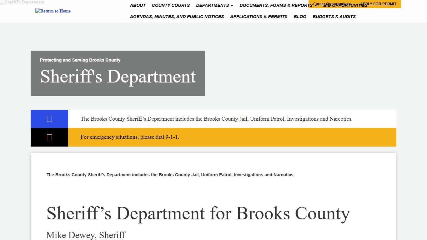 Sheriff's Department Brooks County Board of Commissioners